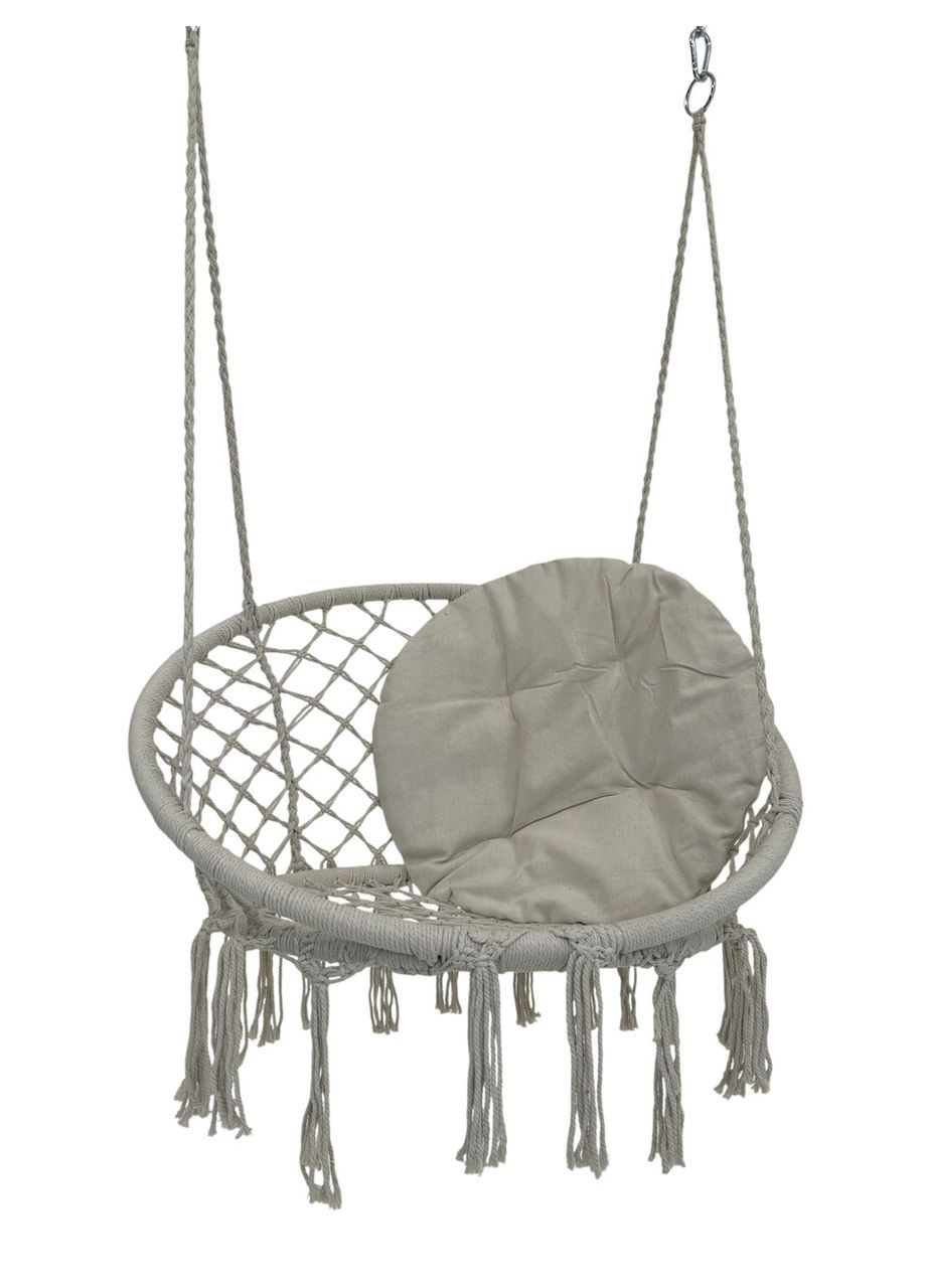 Подвесное кресло-качеля 80 см Плетёная круглая качеля + мягкая подушка WCG (346528536)