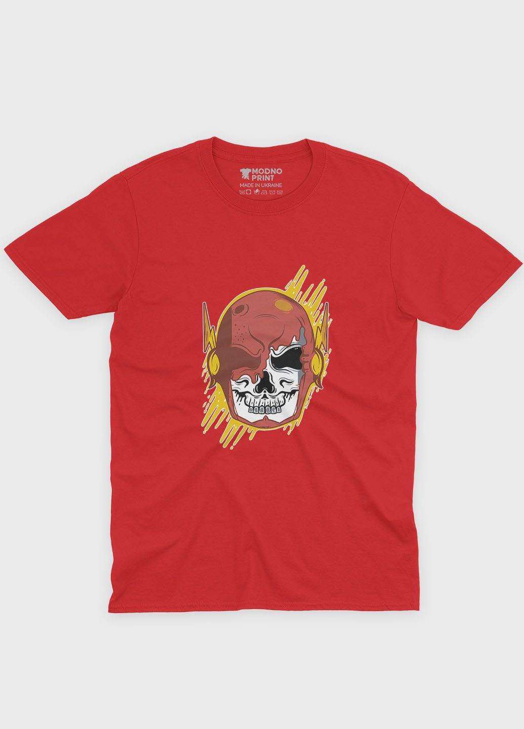 Красная демисезонная футболка для девочки с принтом супергероя - флэш (ts001-1-sre-006-010-003-g) Modno
