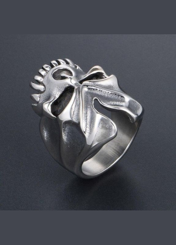 Модное кольцо серебряный череп с трещиной на лбу, мужское кольцо в виде черепа, размер регулируемый Fashion Jewelry (285110638)