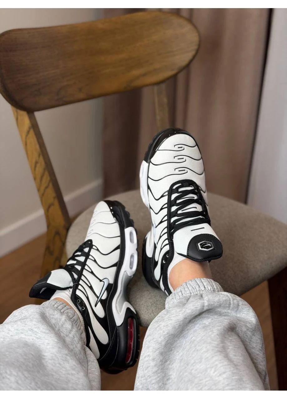 Білі кросівки чоловічі nike air max plus tn white black найк аір макс тн плюс білі демісезон No Brand
