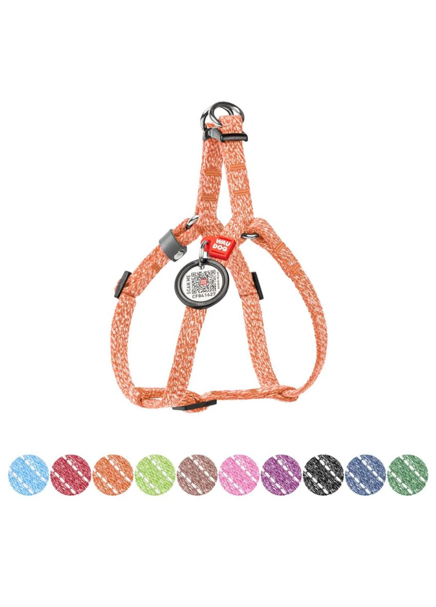 Шлея для котів та дрібних порід собак Re-cotton з QR паспортом, XS, Ш 10 мм, В=C 28-40 см помаранчевий WAUDOG (322642421)