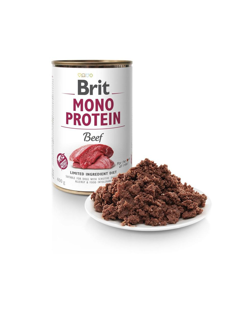 Вологий корм монопротеїн з яловичиною Mono Protein Beef Бріт монопротеїн консерва для собак 400 г 1 шт (8595602555338) Brit (362702124)