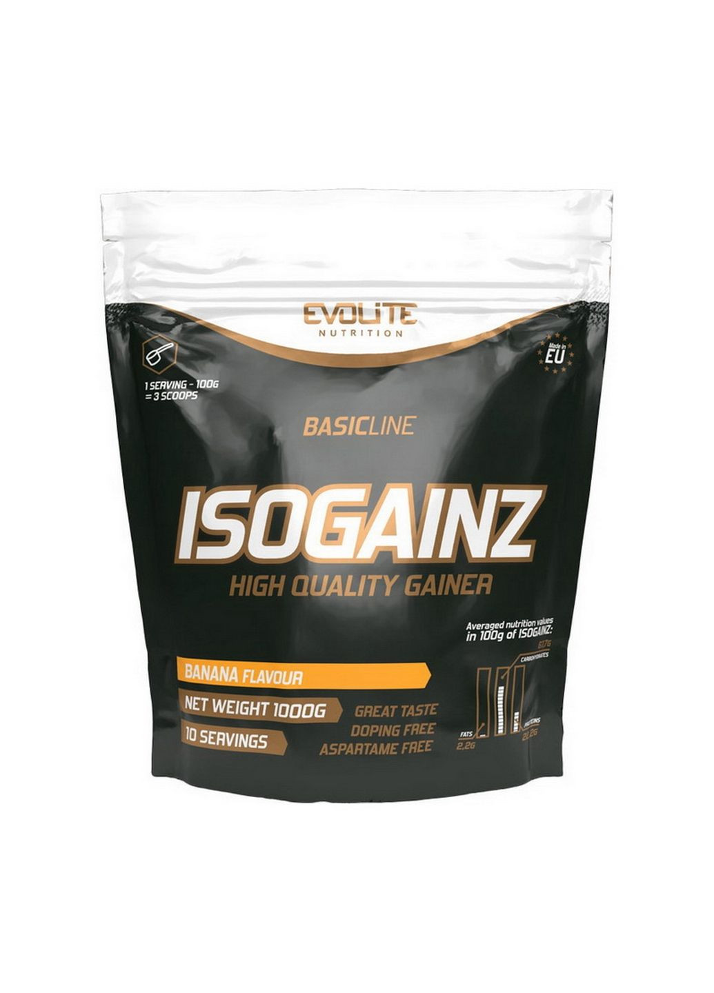 Гейнер IsoGainz, 1 кг Банан Evolite Nutrition (294926757)
