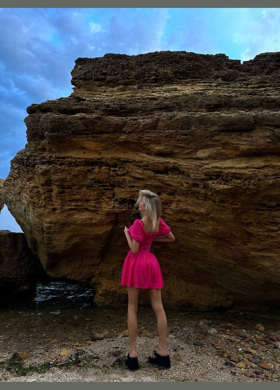 Комбинезон-платье женский Україна комбинезон-шорты однотонный малиновый повседневный