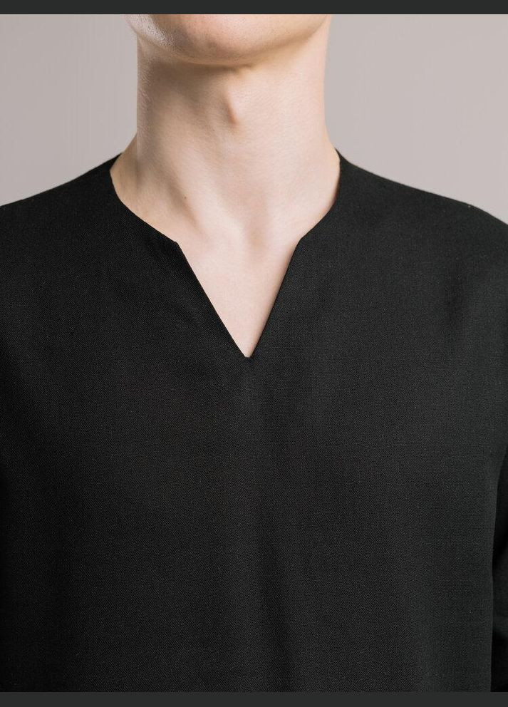 Черная рубашка однотонная No Brand