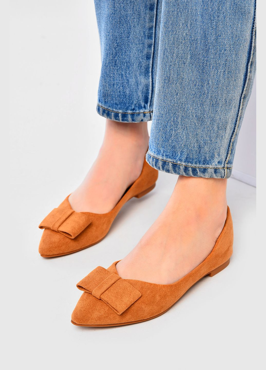 Жіночі балетки жіночі жовтого кольору Let's Shop | жовті однотонні без декору штучна замша (331288254)