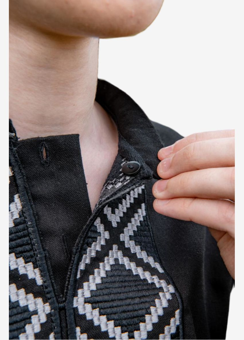 Чорна вишиванка для хлопчика чорна дитяча лляна Україна льон (322055106)