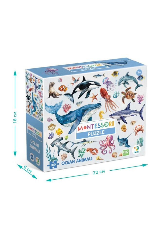 Дитячий пазл Монтессорі "Океанічні тварини" 300630, 200 елементів DoDo Toys (364847742)