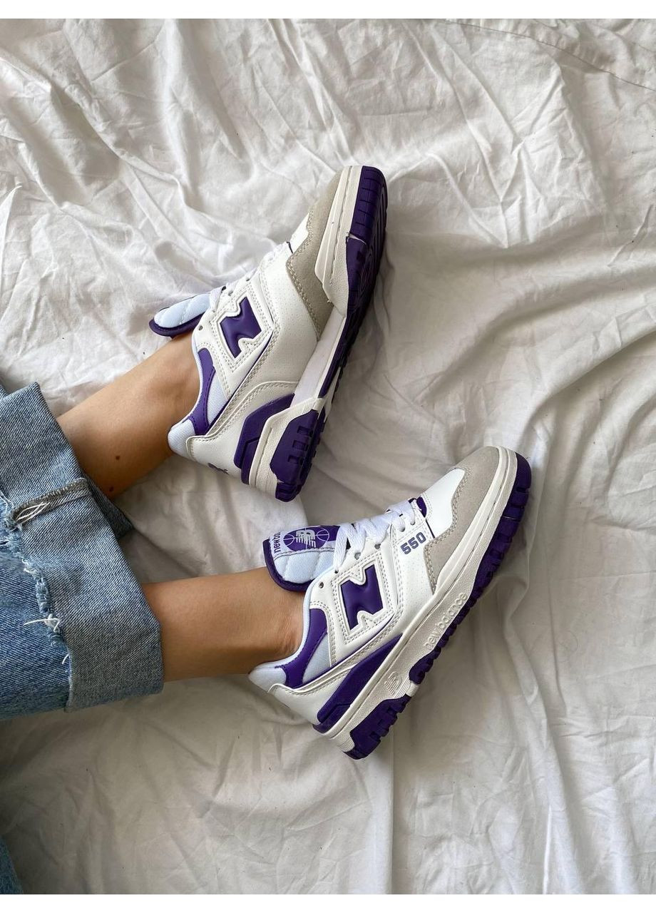 КРОССОВКИ ЖЕНСКИЕ NEW BALANCE 550 WHITE PURPLE НЬЮ БЕЛАНС 550 No Brand белые демисезоны (367169667)