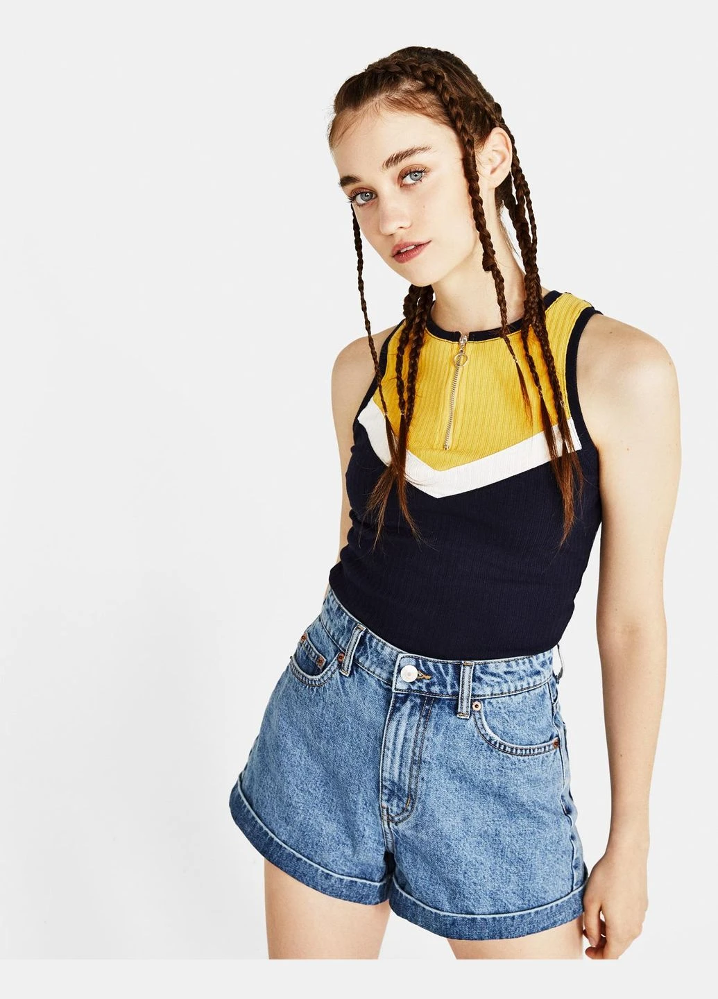 Топ літо,темно-синій-білий, Bershka (298290783)