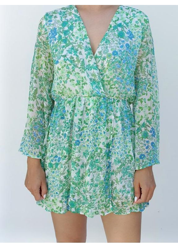 Короткий комбинезон с принтом Zara зелёный