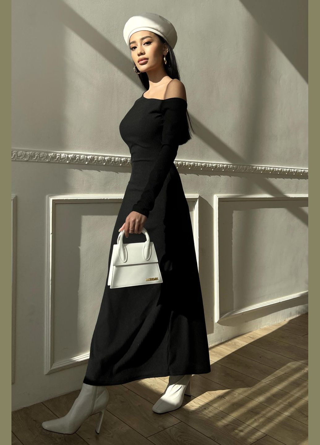 Чорна повсякденний, кежуал, вечірня стильна сукня міді Jadone Fashion однотонна