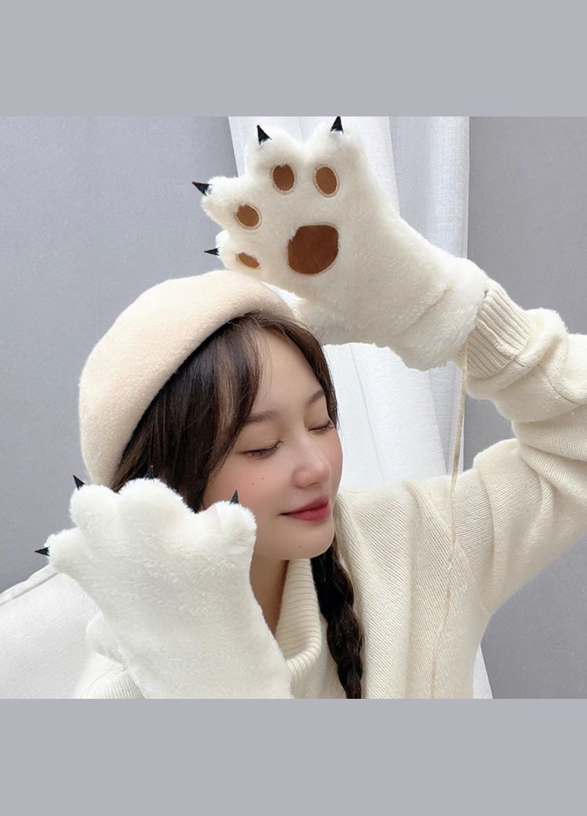 Рукавички хутряні Котячі лапки білі No Brand (307496495)