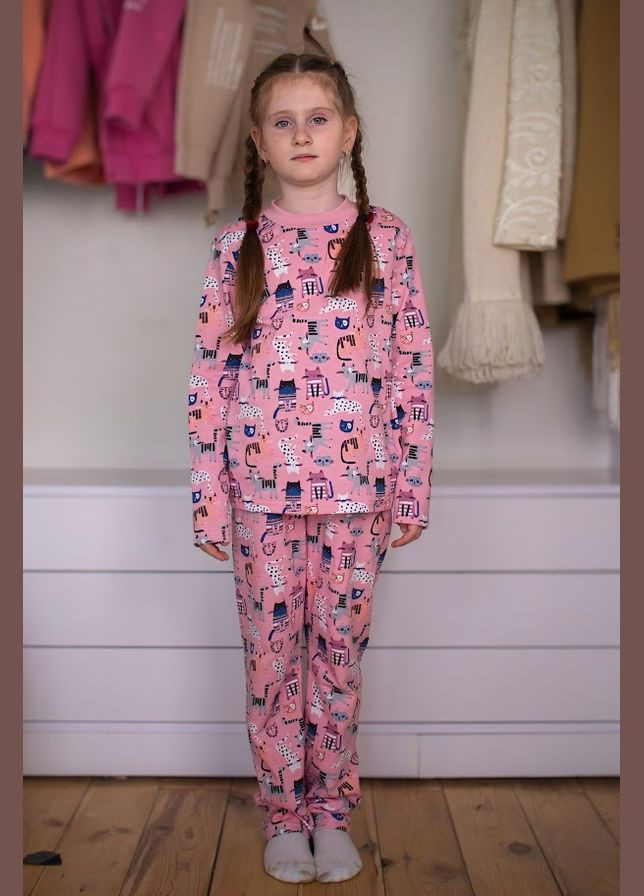 Темно-розовая зимняя пижама для девочки (теплая) hc (h001-6076-024-5) No Brand