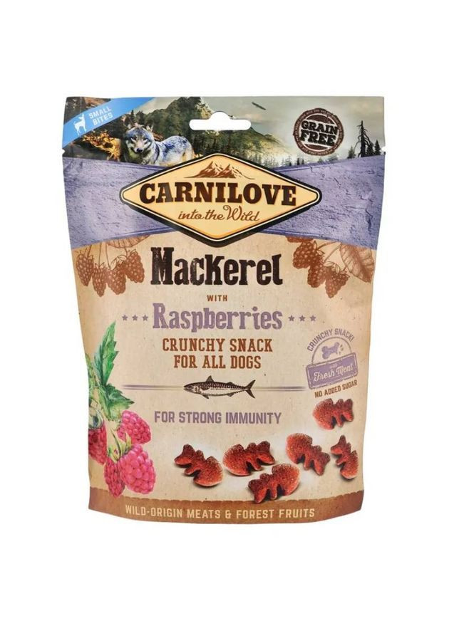 Лакомство для собак Mackerel with Raspberries для иммунитета с рыбой 200 г (100409/8875) Carnilove (362135089)