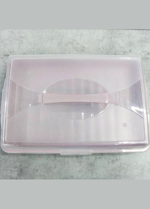 Прямокутна пластикова тортовниця з кришкою 44*30*10 см з засувками Алеана (364195607)