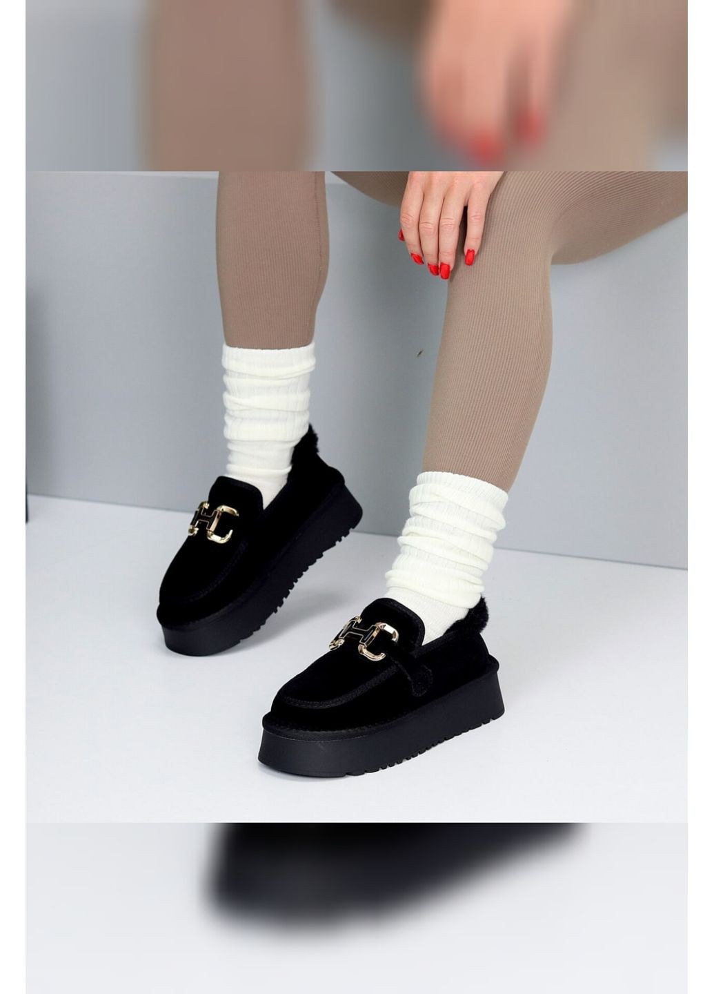 Жіночі уггі чорні з натуральної замші на платформі Seven Уггі (361055526)