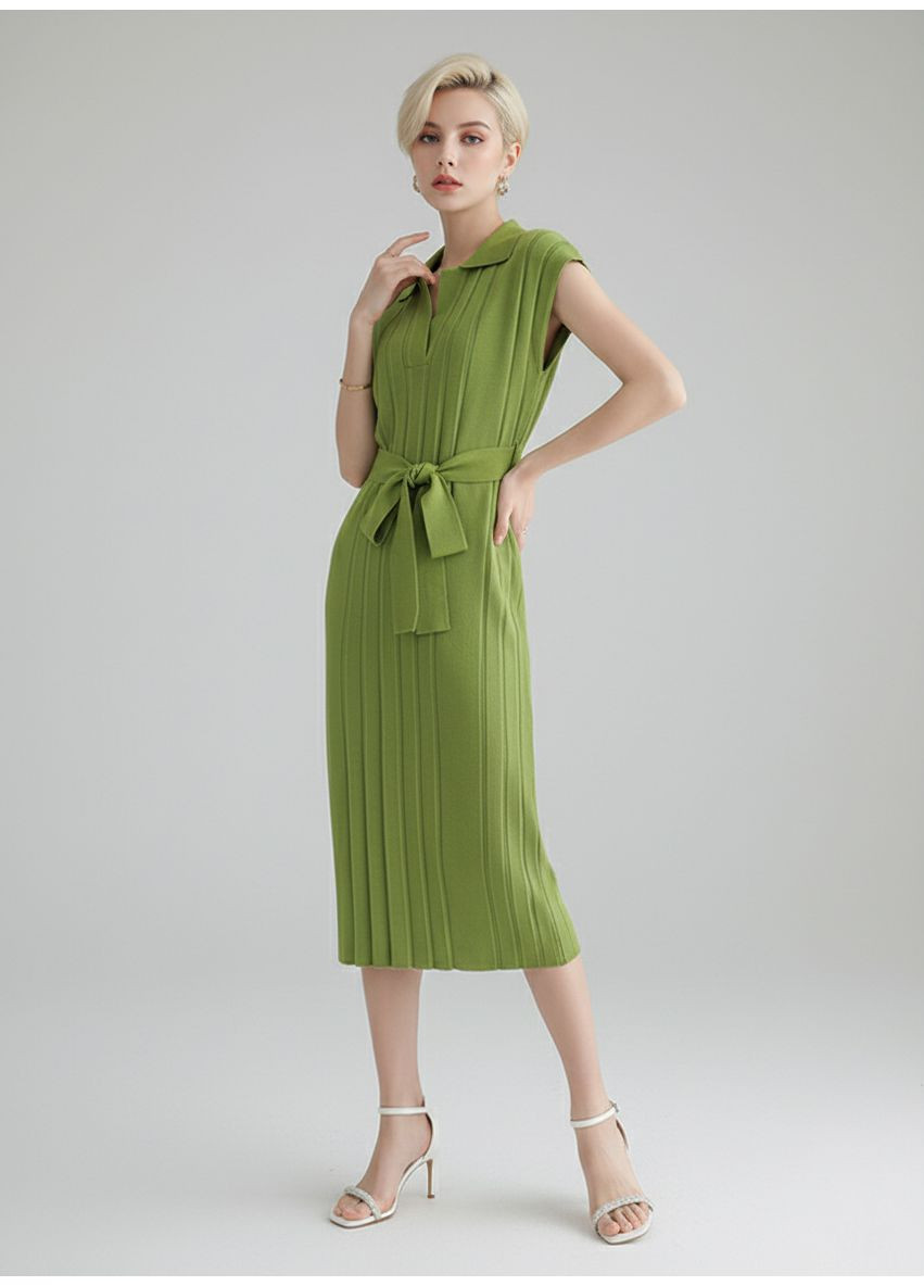 Зелена кежуал літня трикотажна сукня-поло білий Number Nine