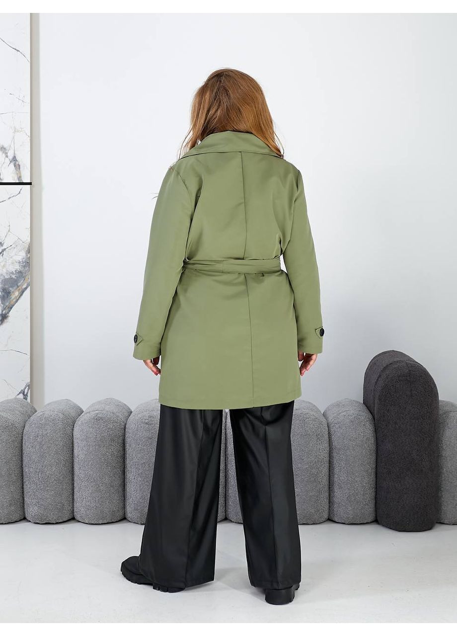 Оливкове демісезонне Пальто Трнч,котон тренч,на ґудзиках з поясом та кишенями Україна