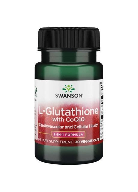 Глютатіон амінокислота з коферментом Q10, L-Glutathione with CoQ10,, 30 капсул Swanson (360715965)