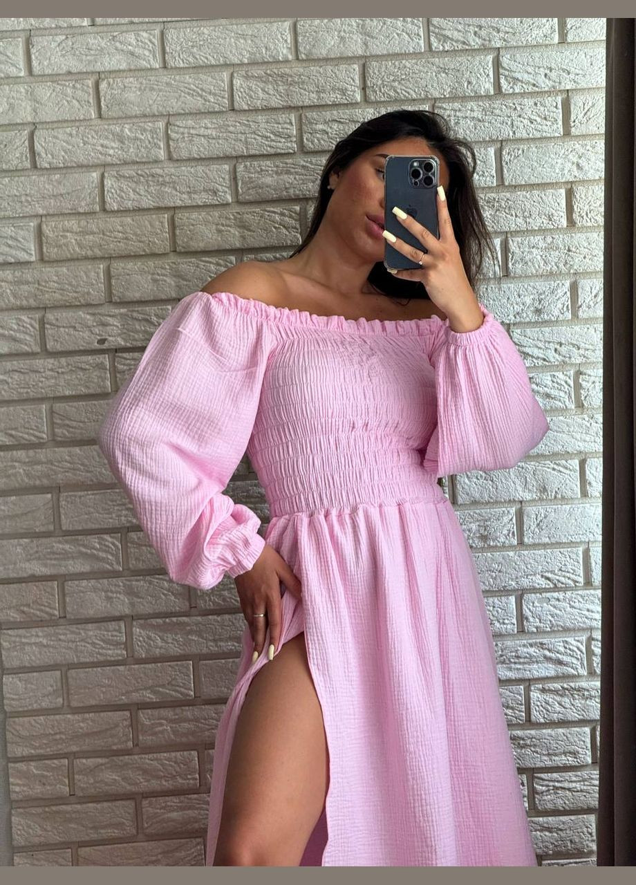 Розовое повседневный платье DK/DL Мода без кордонів однотонное