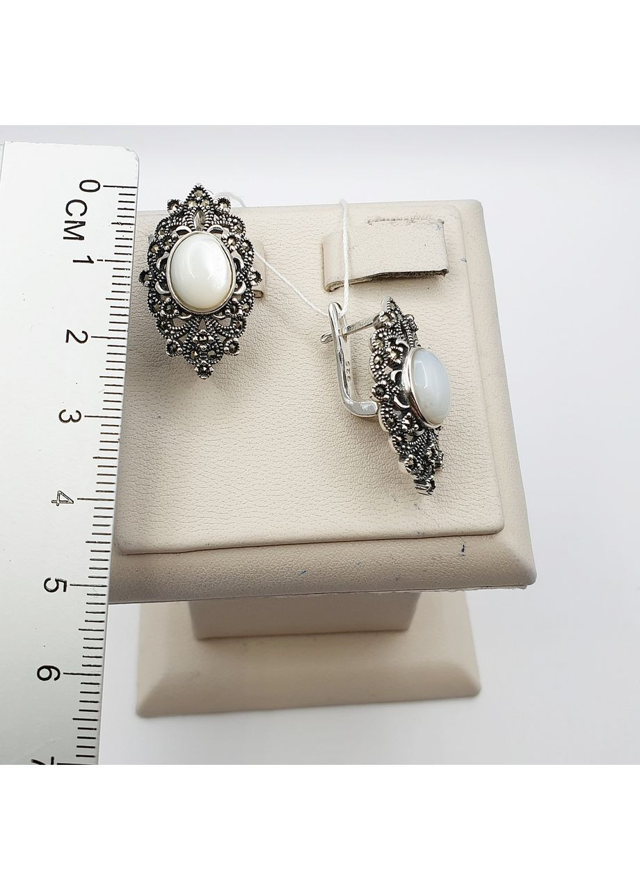 Сережки срібні з місячним каменем 8,81 г No Brand (369737625)