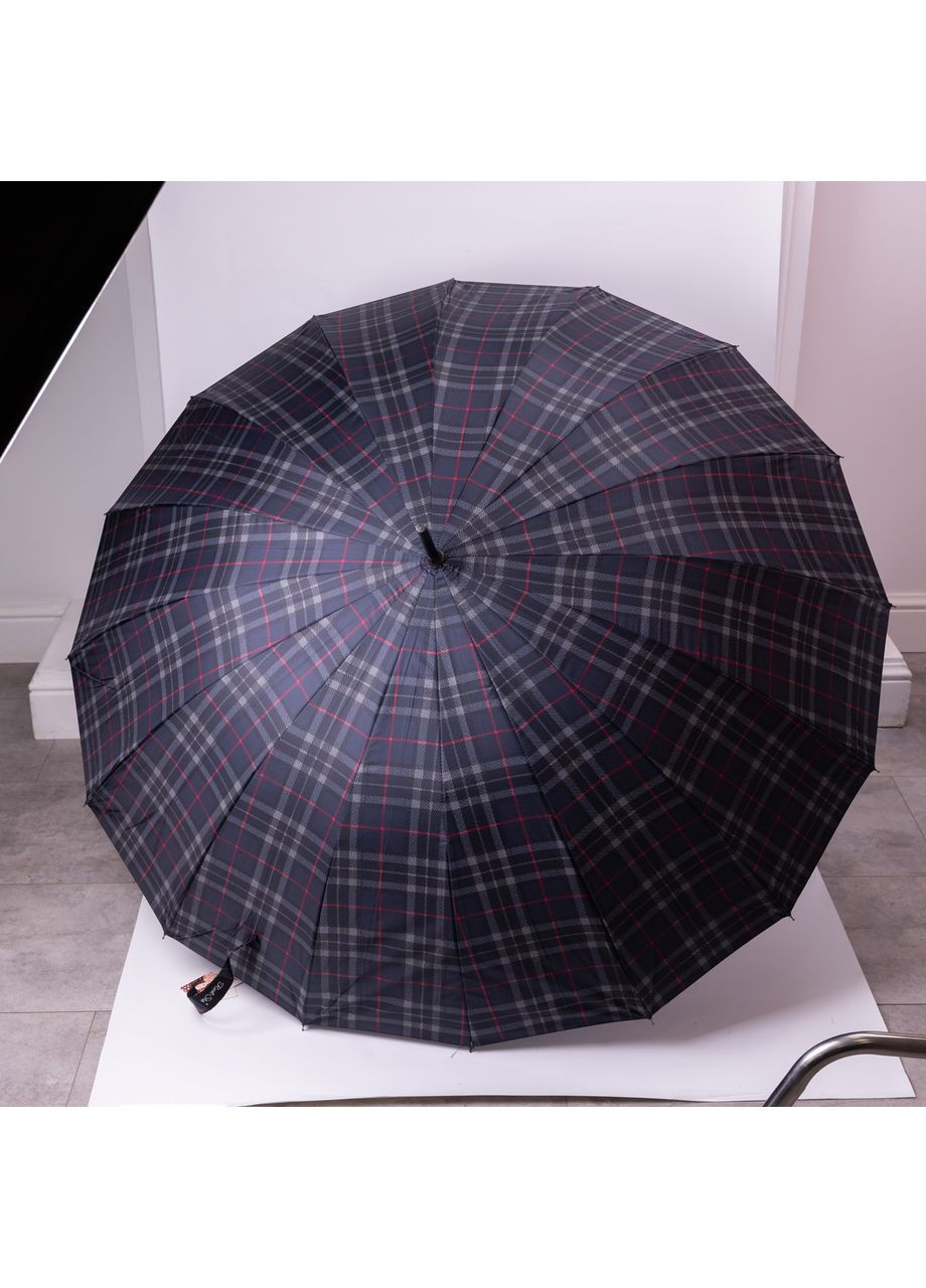 Синий классический зонт-трость полуавтомат из полиэстера 16 спиц диаметр 117 см hp-23-4bl Yiwu (371482075)