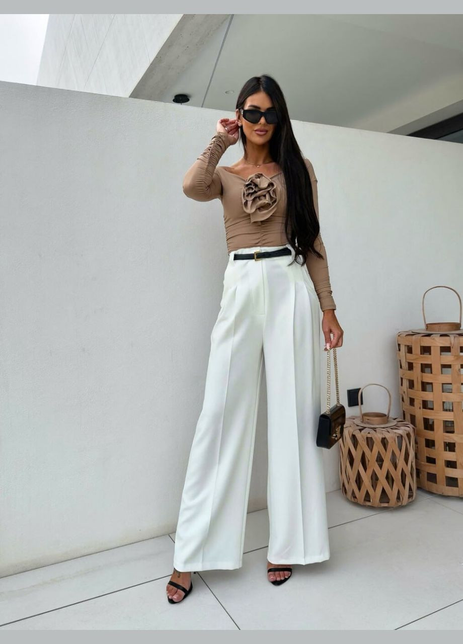 Жіночі штани палаццо колір білий р.42/44 454142 New Trend (289477922)