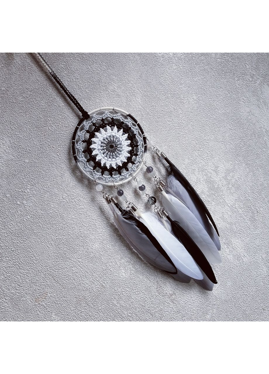 Мини/Авто-ловец снов "Монохром". Оберег-подвеска в машину. Амулет на зеркало заднего вида Dream Studio (363057531)