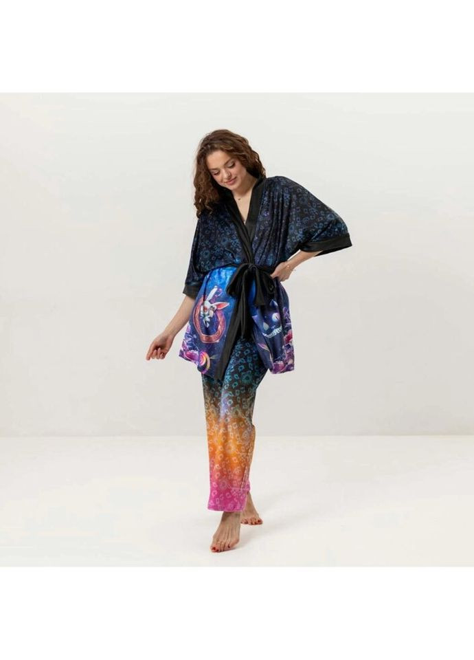 Комбінована всесезон комплект жіночий з плюшевого велюру штани та халат аліса в країні чудес 3438_l 16037 l FlexDress