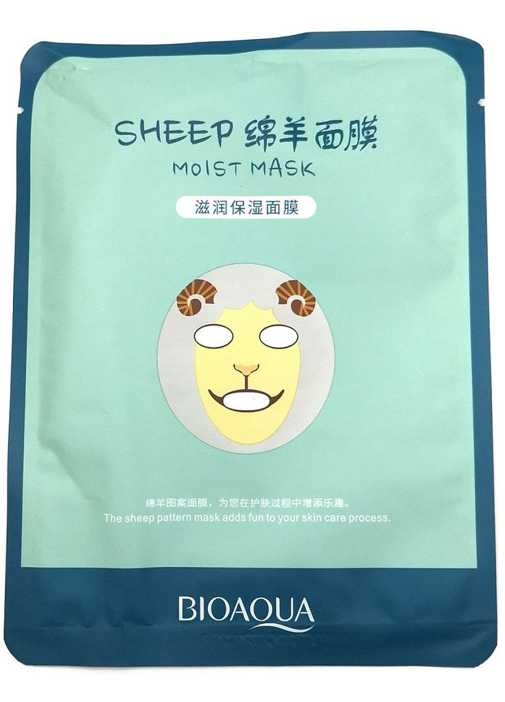 Тканинна Маска для обличчя Animal Sheep Nourish Mask, що освітлює для запобігання сухості, 30гр. Bioaqua (297923515)