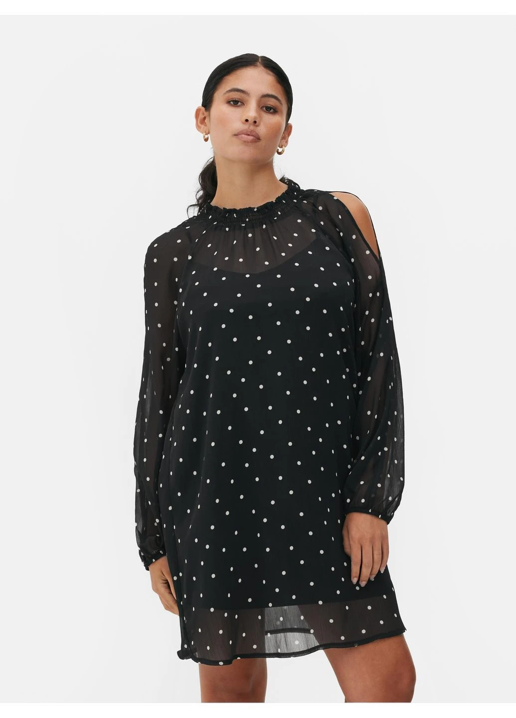 Чорна сукня демісезон,чорний в білий горошок, Primark