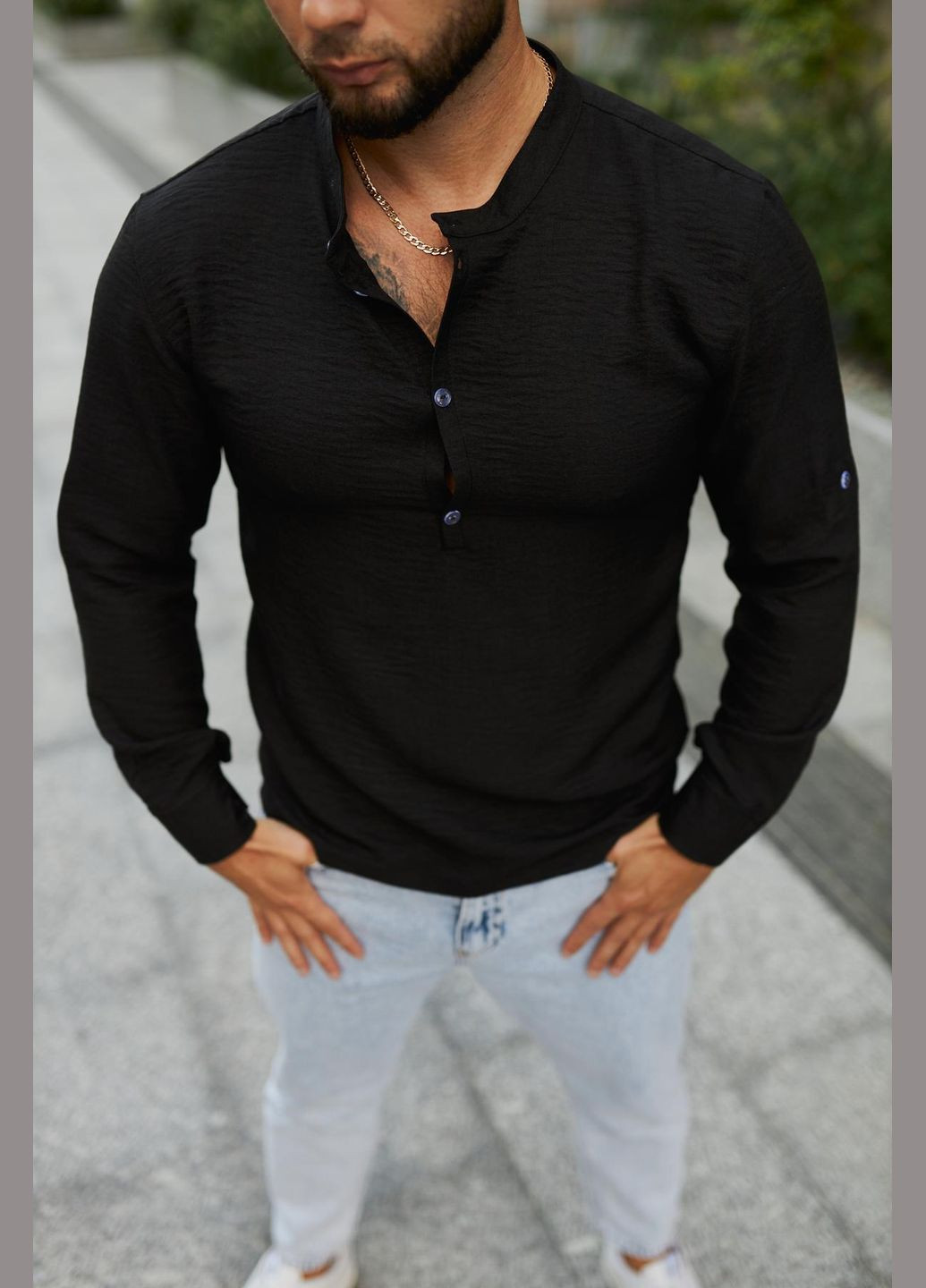 Черная праздничный, повседневный, вечерний, кэжуал рубашка Intruder