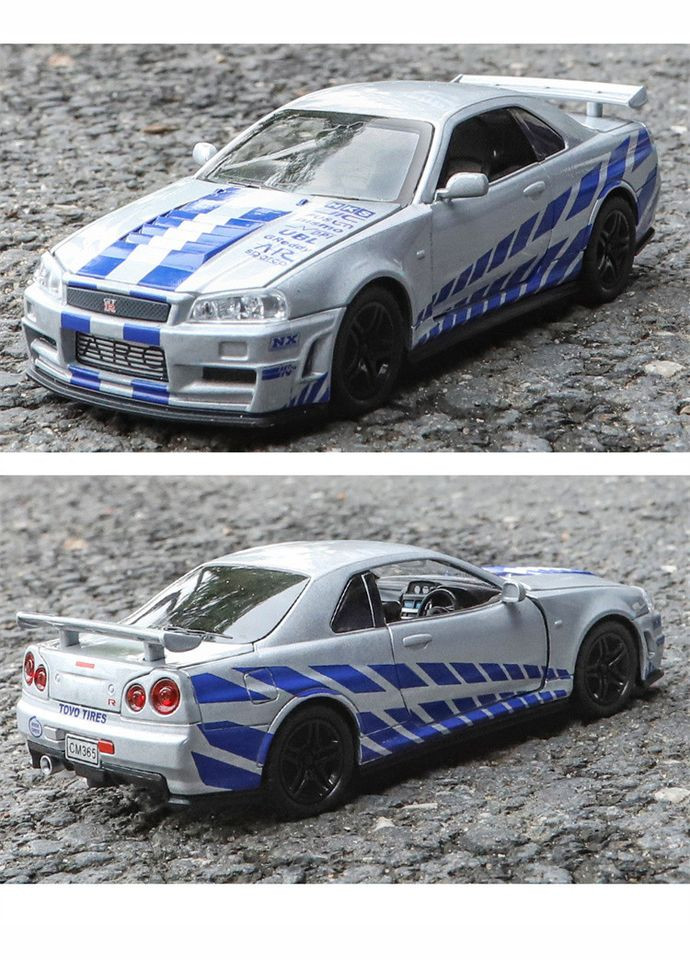 Металева модель автомобіля Skyline GT-R R34 "Fast&Furious", 1:32 Nissan (348322547)