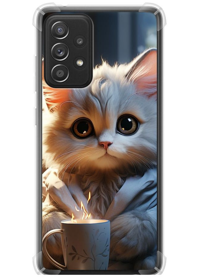 Силикон с усиленными углами чехол 'White cat' для Endorphone Samsung Galaxy A52 (265398066)