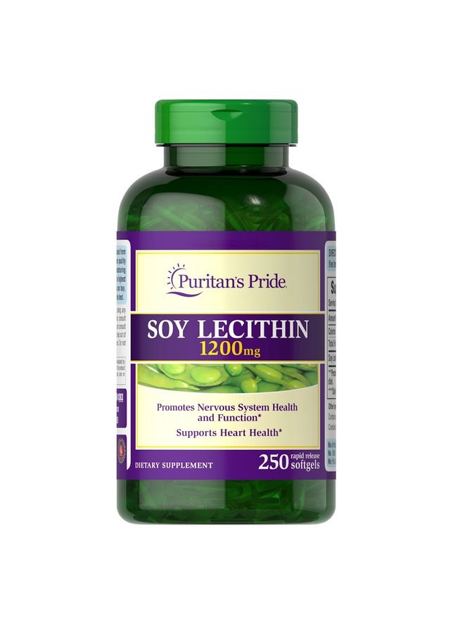 Натуральна добавка Puritan's Pride Soy Lecithin 1200 mg, 250 капсул Puritans Pride (324608969)