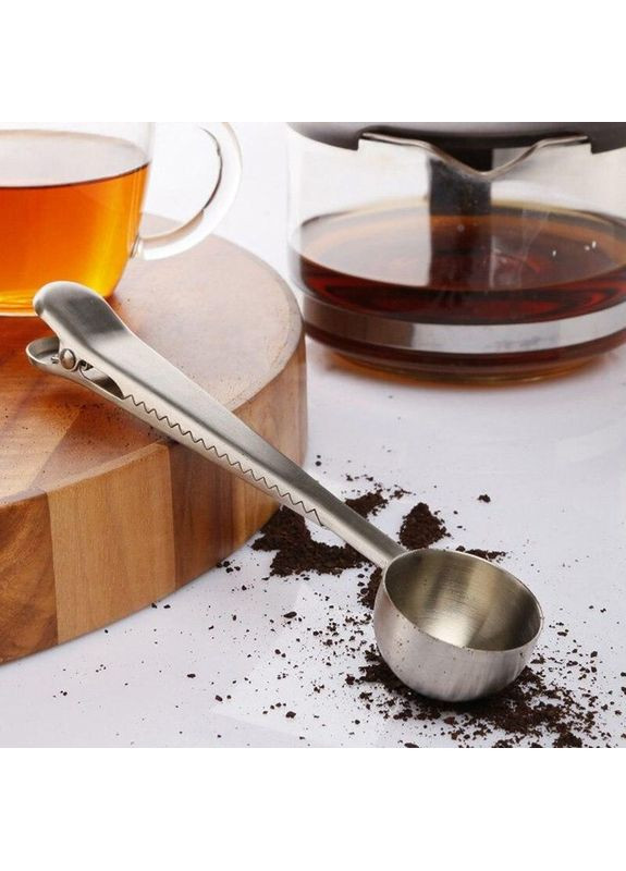 Металева ложка-прищіпка-затискач для кави, чаю, сипучих продуктів ( ) China (366875181)