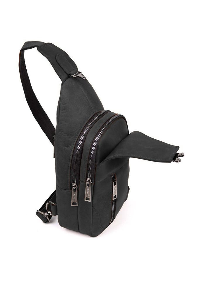 Мужской рюкзак слинг через плечо кожаный RА-4004-3md черный TARWA (306373220)