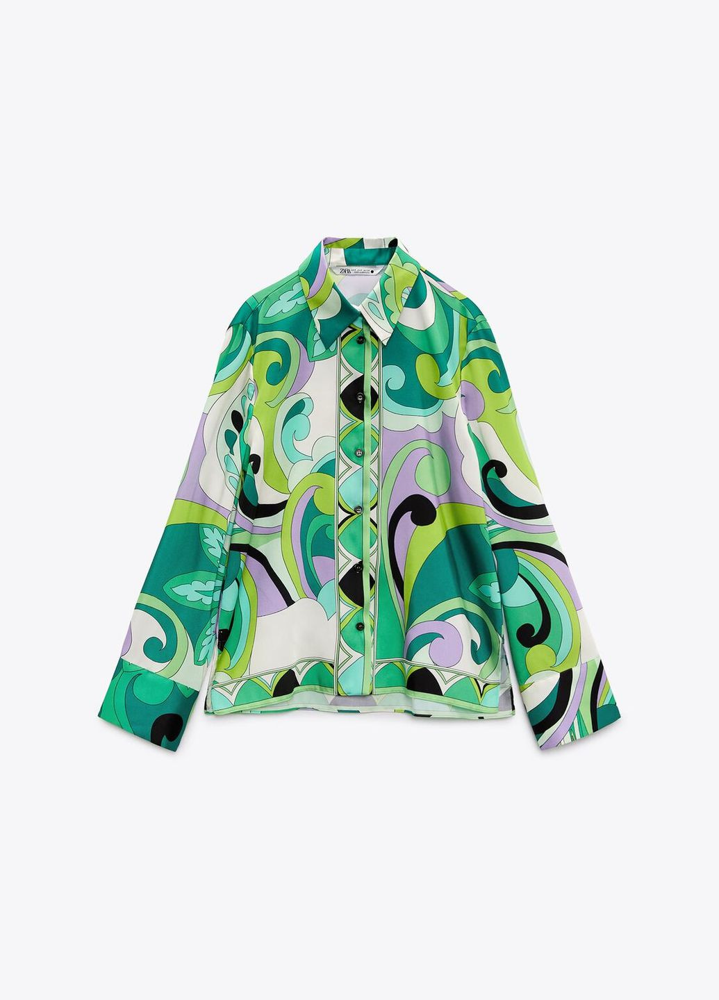 Зеленая рубашка Zara с длинным рукавом