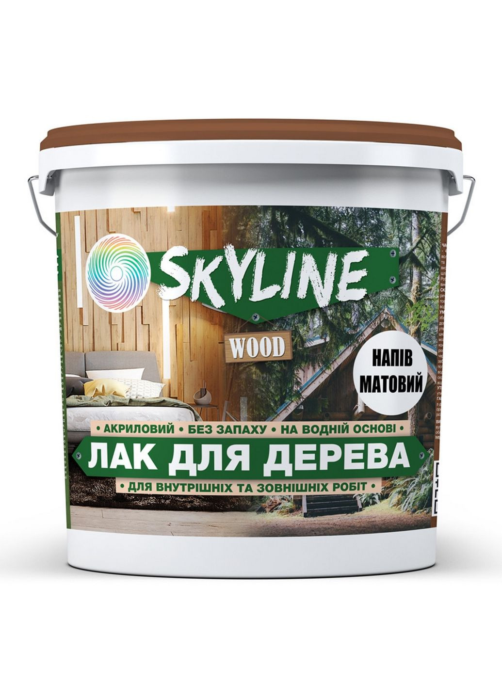 Лак для дерева акриловый Wood полуматовый 3 л SkyLine (289459211)