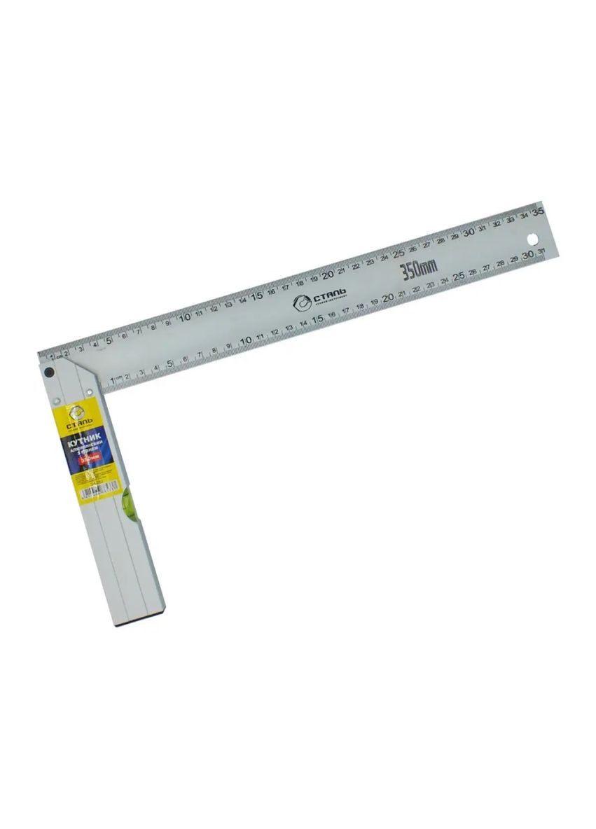 Кутник будівельний алюмінієвий з рівнем 24262 88533 сірий СТАЛЬ (364498805)