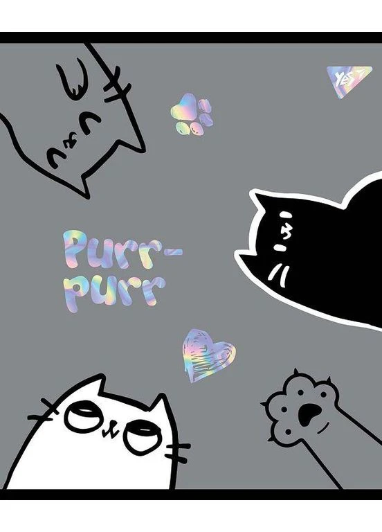 Зошит уч. " " 12арк.== /765170/ "Playful kitties" софт-тач+фольга срібло голограф. (10/250) Yes (392420995)