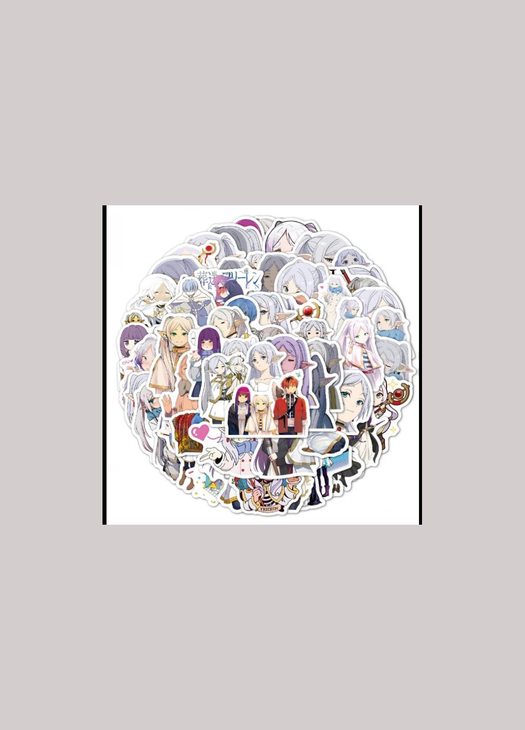 Набір наклейок Фрірен Frieren стікери 60 штук стікерпак стікербомбінг на ноутбук самкат гаджети No Brand (322931112)