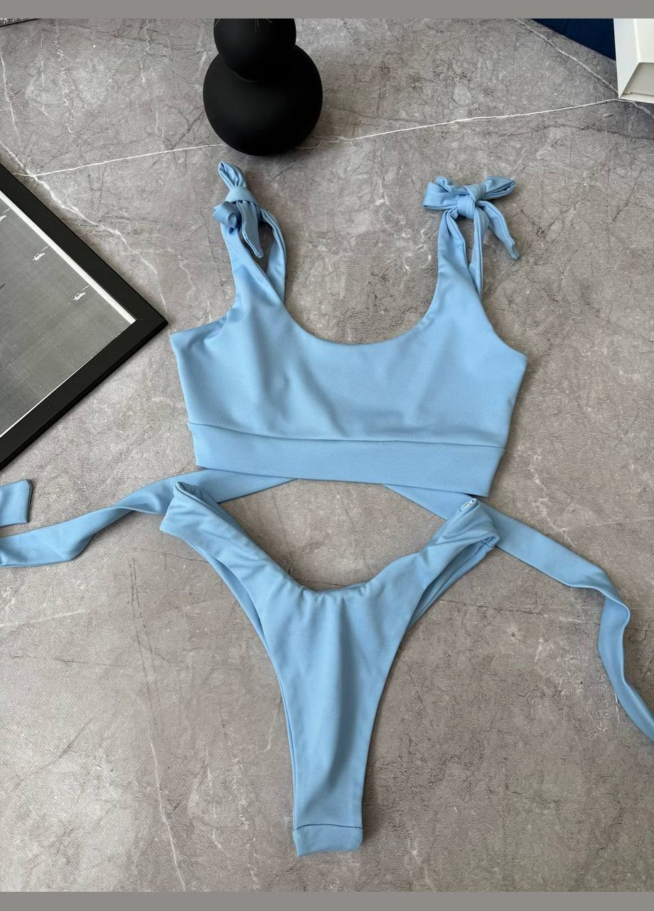 Блакитний літній роздільний купальник однотонний роздільний Adelante