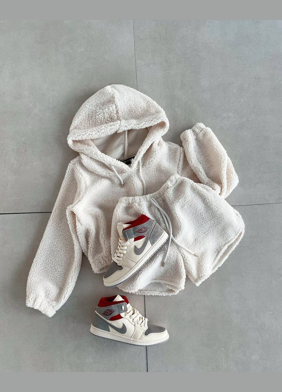 Молочна всесезон махрова піжама з худі та шортами світшот + шорти Adelante