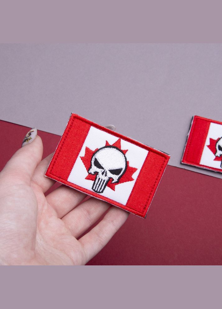 Набір шевронів 2 шт з липучкою Череп Карателя на Прапорі Канади 5х8 см вишитий патч нашивка Канада Каратель Punisher IDEIA (291451419)