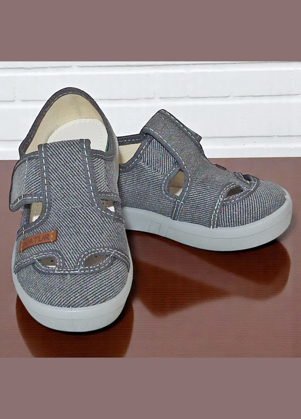 Закриті тапочки для хлопчика капчики на липучці Natur Waldi (332625420)