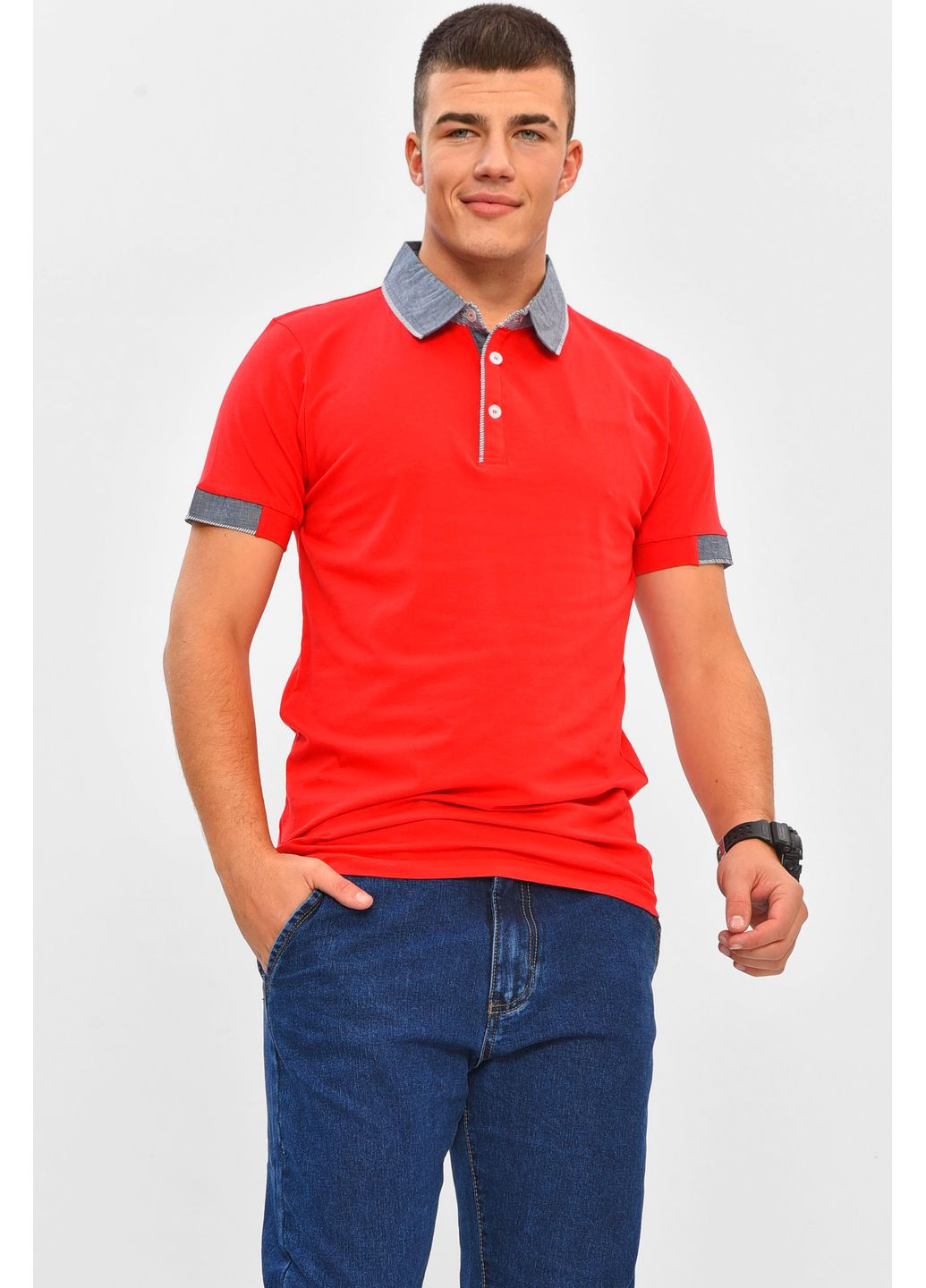 Червона футболка чоловіча однотонна червоного кольору Let's Shop