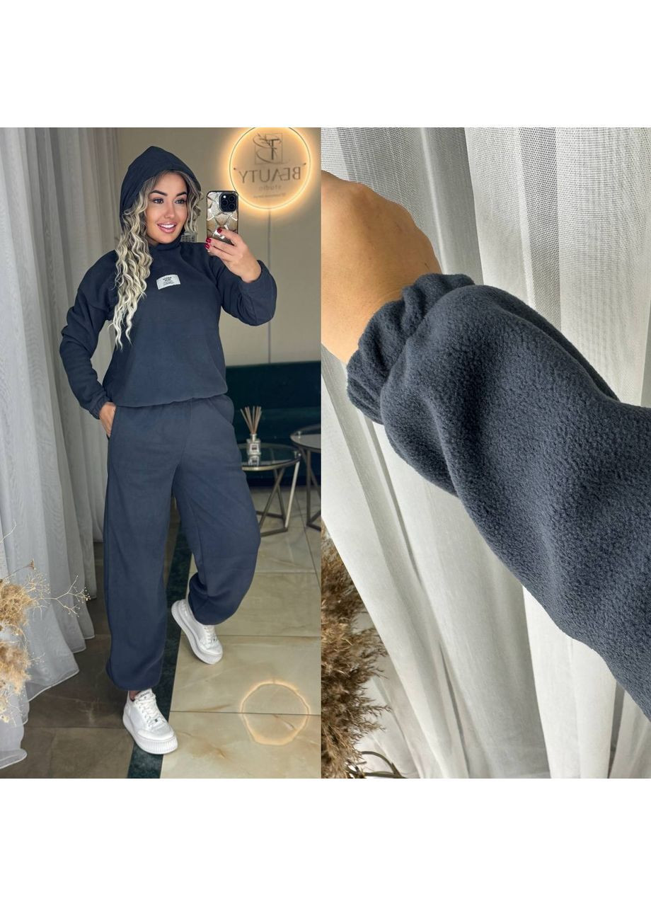 Костюм 1117 Полар флис Турция,брюки и затяжки,кофта с капюшоном Україна (369152231)