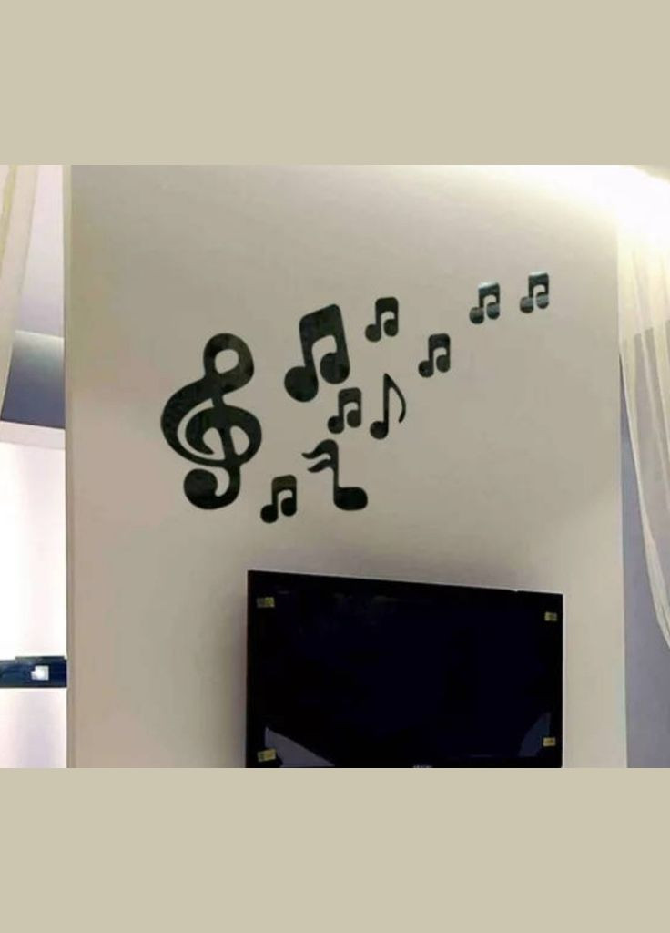 Акрилові чорні наклейки Музичні ноти великі набір 10 шт. No Brand (303140274)